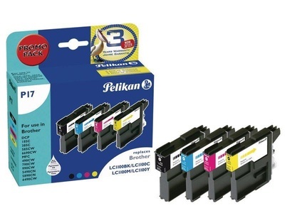 Pelikan, 4107862 Multipack, Tinte, Pelikan Tintenpatrone, blau/gelb/rot/schwarz, Valuepack, LC-1100VALPEL