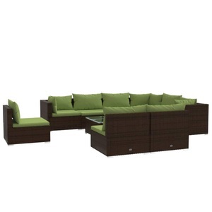 vidaXL, vidaXL 10-tlg. Garten-Lounge-Set mit Kissen Poly Rattan Braun, 