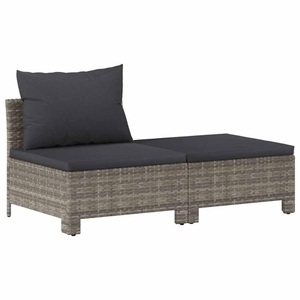 vidaXL, vidaXL 2-tlg. Garten-Lounge-Set mit Kissen Grau Poly Rattan, 