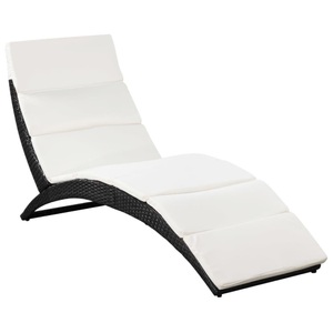 Diverse Hardware, Klappbare Sonnenliege mit Auflage Poly Rattan Schwarz, vidaXL Klappbare Sonnenliege mit Auflage Poly Rattan Schwarz