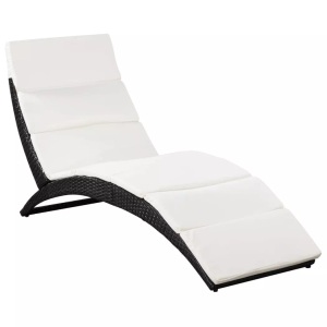 Diverse Hardware, Klappbare Sonnenliege mit Auflage Poly Rattan Schwarz, vidaXL Klappbare Sonnenliege mit Auflage Poly Rattan Schwarz