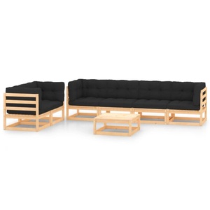 vidaXL, vidaXL 7-tlg. Garten-Lounge-Set mit Anthrazit Kissen Kiefernholz, vidaXL 7-tlg. Garten-Lounge-Set mit Kissen Massivholz Kiefer