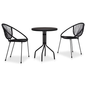 Diverse Hardware, 3-tlg. Bistro-Set PVC Rattan Schwarz