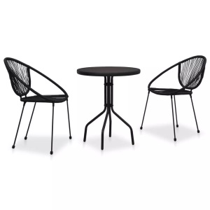 Diverse Hardware, 3-tlg. Bistro-Set PVC Rattan Schwarz