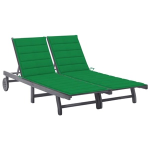 vidaXL, vidaXL 2-Personen-Sonnenliege mit Auflage Grau Akazie Massivholz