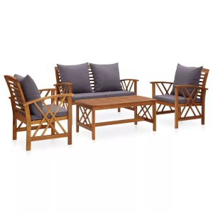 vidaXL, vidaXL 4-tlg. Garten-Lounge-Set mit Auflagen Massivholz Akazie, vidaXL 4-tlg. Garten-Lounge-Set mit Auflagen Massivholz Akazie