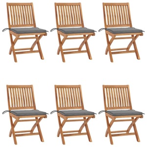 vidaXL, vidaXL Klappbare Gartenstühle mit Kissen 6 Stk. Massivholz Teak