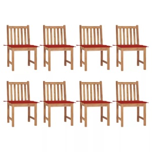 vidaXL, vidaXL Gartenstühle 8 Stk. mit Kissen Massivholz Teak, vidaXL Gartenstühle 8 Stk. mit Kissen Massivholz Teak