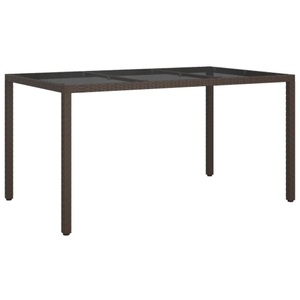 vidaXL, vidaXL Gartentisch 150x90x75 cm Gehärtetes Glas Poly Rattan Braun