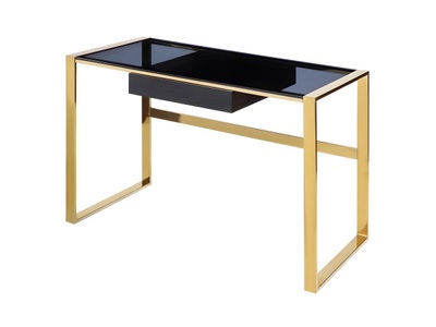 Vente-unique, Schreibtisch mit 1 Schublade Glas Stahl Goldfarben SALI Schreibtisch mit 1 Schublade Glas Stahl Goldfarben SALI, 