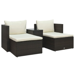 Diverse Hardware, 5-tlg. Garten-Lounge-Set mit Auflagen Poly Rattan Braun