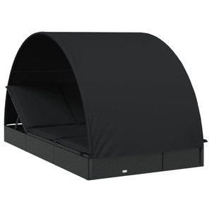 vidaXL, vidaXL Sonnenliege für 2 Personen mit Runddach Schwarz 211x112x140 cm, vidaXL Sonnenliege für 2 Personen mit Runddach Schwarz 211x112x140 cm