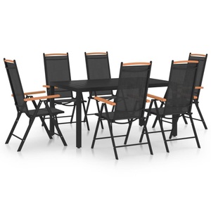 vidaXL, vidaXL 7-tlg. Garten-Essgruppe Aluminium Schwarz