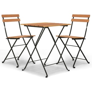 vidaXL, vidaXL 3-tlg. Bitro-Set Klappbar Massivholz Teak und Stahl