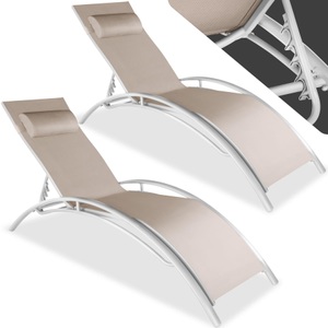 TecTake, 2 Gartenliegen aus Aluminium, 5-stufig 2 Gartenliegen aus Aluminium, 5-stufig, Tectake - 2er Set Gartenliege mit Aluminiumgestell, 180cm, Beige