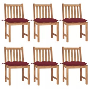 vidaXL, vidaXL Gartenstühle 6 Stk. mit Kissen Massivholz Teak, vidaXL Gartenstühle 6 Stk. mit Kissen Massivholz Teak