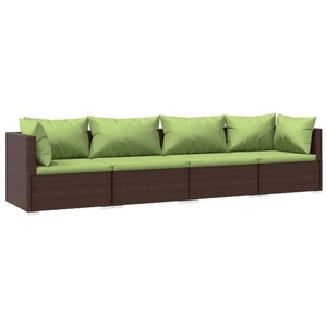 vidaXL, vidaXL 4-tlg. Garten-Lounge-Set mit Kissen Poly Rattan Braun