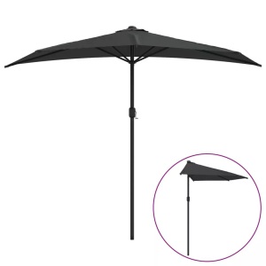 vidaXL, vidaXL Balkon-Sonnenschirm mit Alu-Mast Anthrazit 270×135 cm Halbrund, vidaXL Balkon-Sonnenschirm mit Alu-Mast Anthrazit 270x144 cm Halbrund
