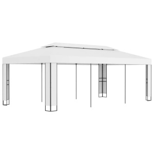 vidaXL, vidaXL Pavillon mit Doppeldach 3 x 6 m Weiß, vidaXL Pavillon mit Doppeldach 3 x 6 m Weiß