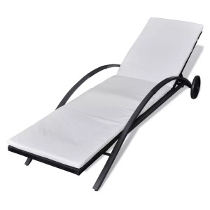 Diverse Hardware, Sonnenliege mit Polster & Rollen Poly Rattan Schwarz, vidaXL Sonnenliege mit Polster & Rollen Poly Rattan Schwarz