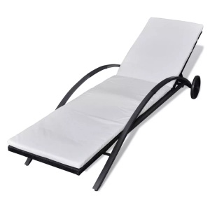 Diverse Hardware, Sonnenliege mit Polster & Rollen Poly Rattan Schwarz, vidaXL Sonnenliege mit Polster & Rollen Poly Rattan Schwarz