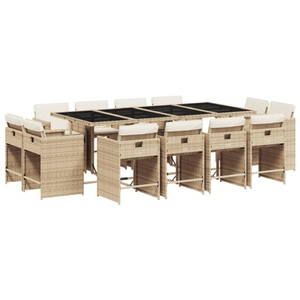 vidaXL, vidaXL 13-tlg. Garten-Essgruppe mit Kissen Beige Poly Rattan, vidaXL 13-tlg. Garten-Essgruppe mit Kissen Beige Poly Rattan