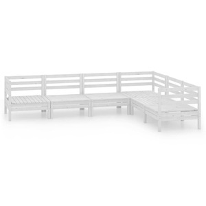 vidaXL, vidaXL 6-tlg. Garten-Lounge-Set Massivholz Kiefer Weiß, 
