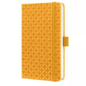 undefined, Notizbuch Jolie Mango Yellow- Notizbuch liniert, Mit Gummibandverschluss, Leseband, Einstecktasche und Stiftschlaufe, Thermo PU, 16 Blatt perforiert, Gewicht: 80 g, Maße: 9,5 x 15 cm, 