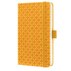 undefined, Notizbuch Jolie Mango Yellow- Notizbuch liniert, Mit Gummibandverschluss, Leseband, Einstecktasche und Stiftschlaufe, Thermo PU, 16 Blatt perforiert, Gewicht: 80 g, Maße: 9,5 x 15 cm, 