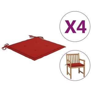 vidaXL, vidaXL Gartenstuhl-Sitzkissen 4 Stk. Rot 50x50x4 cm Stoff, vidaXL Gartenstuhl-Kissen 4 Stk. Rot 50x50x3 cm Oxford-Gewebe