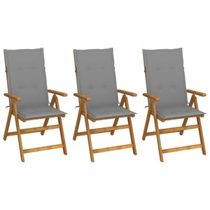 vidaXL, vidaXL Klappbare Gartenstühle 3 Stk. mit Auflagen Massivholz Akazie