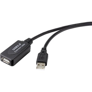 Renkforce, Renkforce USB 2.0 Verlängerungskabel [1x USB 2.0 Stecker A - 1x USB 2.0 Buchse A], Renkforce USB-Kabel USB 2.0 USB-A Stecker, USB-A Buchse 20.00 m Schwarz Aktiv mit Signalverstärkung RF-4535088
