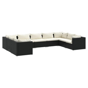 vidaXL, vidaXL 9-tlg. Garten-Lounge-Set mit Kissen Poly Rattan Schwarz, 