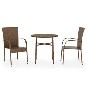 vidaXL, vidaXL 3-tlg. Garten-Essgruppe Poly Rattan Braun