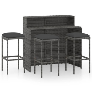 vidaXL, vidaXL 4-tlg. Gartenbar-Set mit Kissen Grau, 