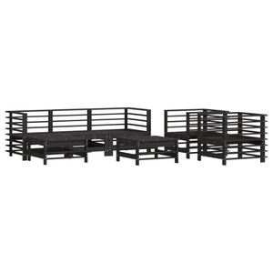 vidaXL, vidaXL 7-tlg. Garten-Lounge-Set Schwarz Massivholz Kiefer, 