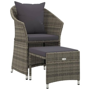 vidaXL, vidaXL 2-tlg. Garten-Lounge-Set mit Kissen Grau Poly Rattan, vidaXL 2-tlg. Garten-Lounge-Set mit Kissen Grau Poly Rattan