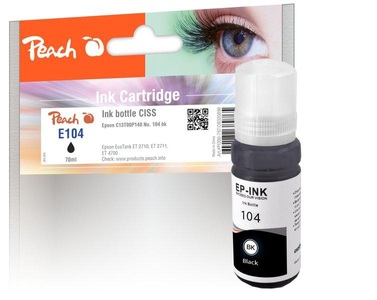 Peach, Peach Tintenbehälter schwarz kompatible zu Epson C13T00P140, 104 bk, Peach Tinte Epson 104 (C13T00P140) Black