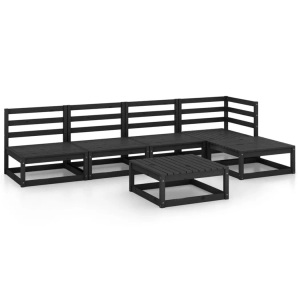 vidaXL, vidaXL 6-tlg. Garten-Lounge-Set Schwarz Massivholz Kiefer