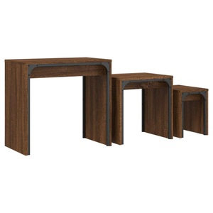 vidaXL, vidaXL Satztische 3 Stk. Braun Eichen-Optik Holzwerkstoff, vidaXL Satztische 3 Stk. Braun Eichen-Optik Holzwerkstoff