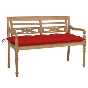 vidaXL, vidaXL Batavia-Gartenbank mit Rotem Kissen 120 cm Teak Massivholz, 