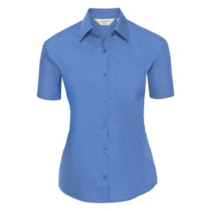 Russell, Russell Kurzarmbluse »Collection Poplin Bluse, Kurzarm, pflegeleicht«, Russell - Collection Poplin Bluse, Kurzarm, pflegeleicht, für Damen, Blau, Größe 4XL