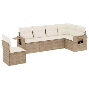vidaXL, vidaXL 6-tlg. Garten-Sofagarnitur mit Kissen Beige Poly Rattan, 