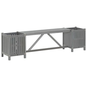 vidaXL, vidaXL Gartenbank mit 2 Pflanzkübeln 150 cm Massivholz Akazie Grau, vidaXL Gartenbank mit 2 Pflanzkübeln 150 cm Massivholz Akazie Grau
