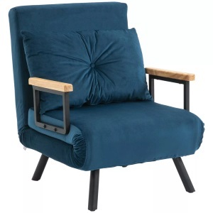 Northio, Northio - Schlafsofa Relaxsessel Bettfunktion Gästebett Samt Rückenkissen Verstellbare Rückenlehne Blau 63X73X81Cm, 62X133CM, Northio - Schlafsofa Relaxsessel Bettfunktion Gästebett Samt Rückenkissen Verstellbare Rückenlehne Blau 63X73X81Cm, 62X133CM