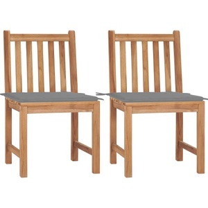 vidaXL, vidaXL Gartenstühle 2 Stk. mit Kissen Massivholz Teak, vidaXL Gartenstühle 2 Stk. mit Kissen Massivholz Teak