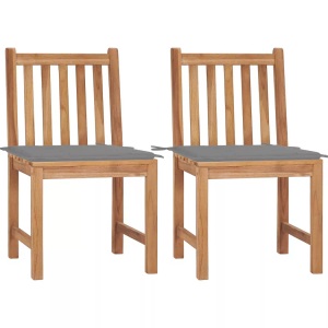 vidaXL, vidaXL Gartenstühle 2 Stk. mit Kissen Massivholz Teak, vidaXL Gartenstühle 2 Stk. mit Kissen Massivholz Teak