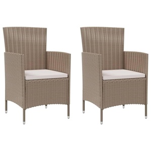 vidaXL, vidaXL Gartenstühle mit Kissen 2 Stk. Poly Rattan Beige, vidaXL Gartenstühle mit Kissen 2 Stk. Poly Rattan Beige