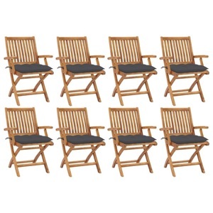 vidaXL, vidaXL Klappbare Gartenstühle mit Kissen 8 Stk. Massivholz Teak
