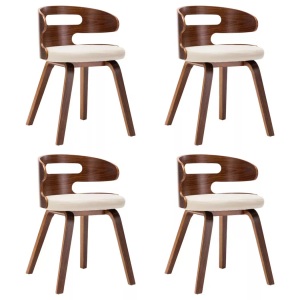 vidaXL, vidaXL Esszimmerstühle 4 Stk. Creme Bugholz und Kunstleder, vidaXL Esszimmerstühle 4 Stk. Creme Bugholz und Kunstleder